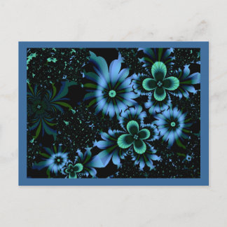 Beautiful Blue Flowers Fine Fractal Art Postcard