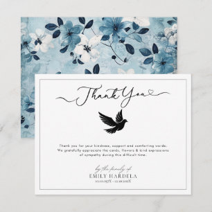 Beautiful Blue Flowers Funeral Thank You Card