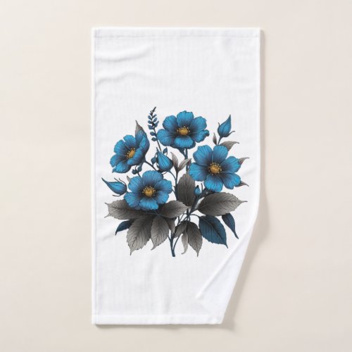 beautiful blue flowers hand towel 