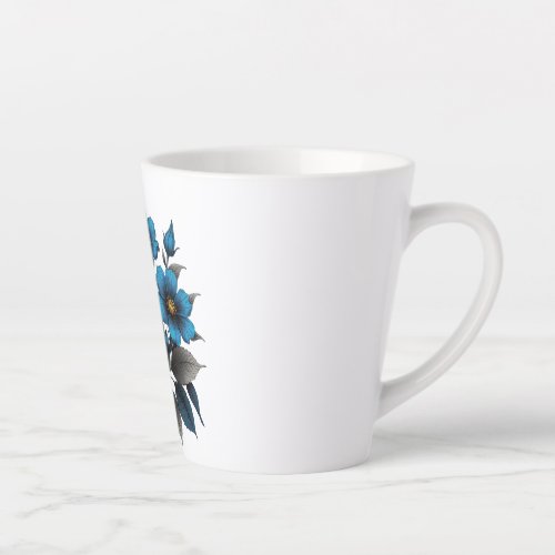 beautiful blue flowers latte mug