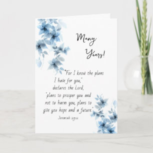 Beautiful Blue Flowers Orthodox Christian Birthday Card