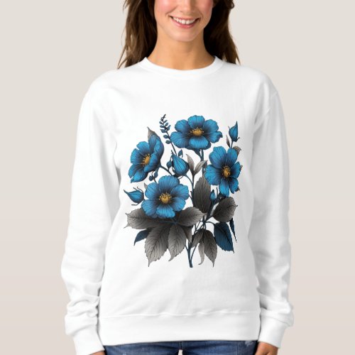 beautiful blue flowers sweatshirt