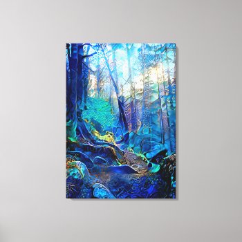 Beautiful Blue Forest Stretched Canvas by AutumnRoseMDS at Zazzle