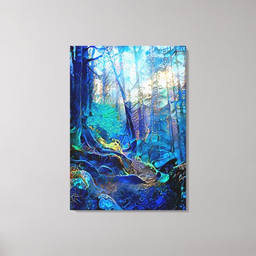 Beautiful Blue Forest Stretched Canvas