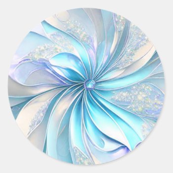 Beautiful Blue Fractal Square Sticker by AutumnRoseMDS at Zazzle