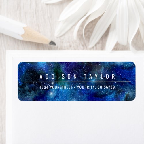 Beautiful Blue Galaxy Return Address Label