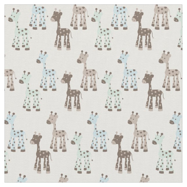 Beautiful Blue Giraffe Baby Pattern Fabric (Close Up)