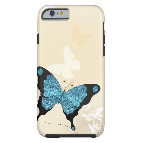 Beautiful Blue Glitter Butterfly iPhone Cover