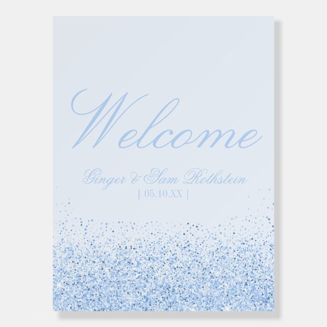 Beautiful Blue Glitter Wedding Table Number Cards Foam Board (Front)