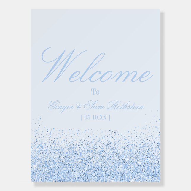 Beautiful Blue Glitter Welcome Foam Board (Front)