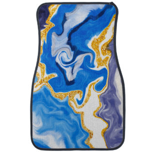 Beautiful Blue, Gold and White Swirls like Water Car Floor Mat