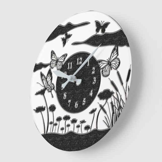 Beautiful Blue/Gold Butterflies Large Clock (Angle)