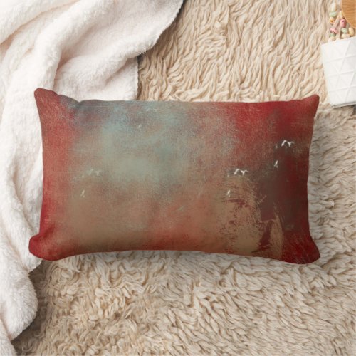 Beautiful Blue Gold Red Art Lumbar Pillow