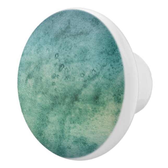 Beautiful blue Green Aqua Watercolor Tie-Dye  Ceramic Knob (Right)