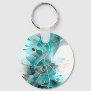 Beautiful blue grey cool splatter flowers leaves keychain