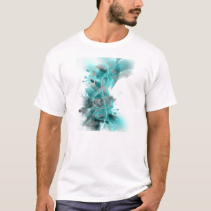 Beautiful blue grey cool splatter flowers leaves T-Shirt