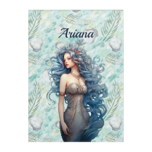 Beautiful Blue-Haired Mermaid Acrylic Print