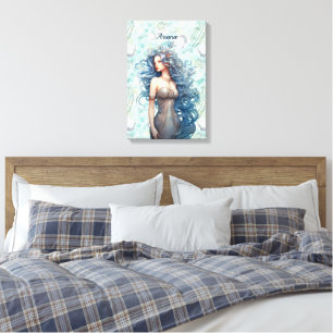 Beautiful Blue-Haired Mermaid Canvas Print