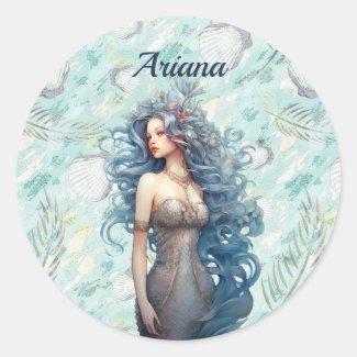 Beautiful Blue-Haired Mermaid 
