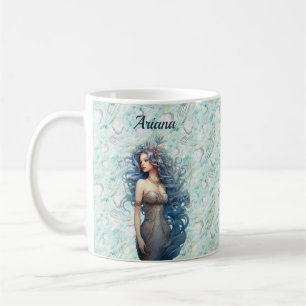 Beautiful Blue-Haired Mermaid Coffee Mug