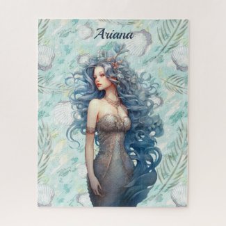 Beautiful Blue-Haired Mermaid 