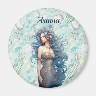 Beautiful Blue-Haired Mermaid 