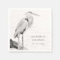 Beautiful Blue Heron Water Bird Sketch Wedding