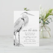Beautiful Blue Heron Water Bird Sketch Wedding Save The Date (Standing Front)