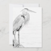 Beautiful Blue Heron Water Bird Sketch Wedding Save The Date (Back)