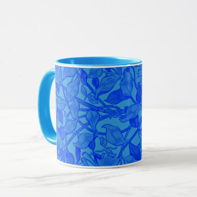 Beautiful Blue Honeysuckle Pattern by W. Morris Mug (Front Left)
