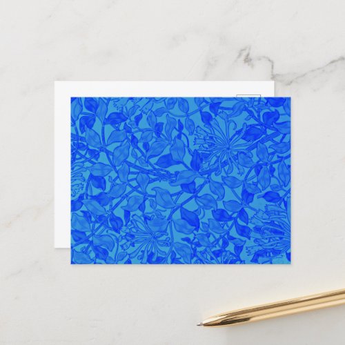 Beautiful Blue Honeysuckle Pattern by W Morris Postcard