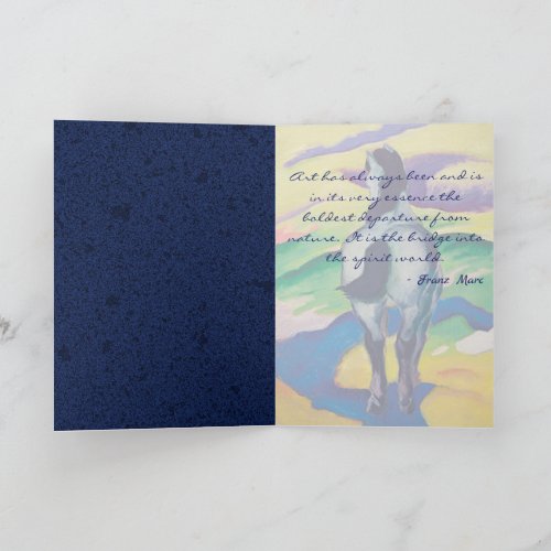 Beautiful Blue Horse gazing a colorful landscape Card