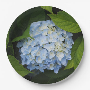 Beautiful Blue Hydrangea Floral Photo Paper Plates