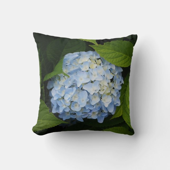 Beautiful Blue Hydrangea Floral Photo Throw Pillow (Front)