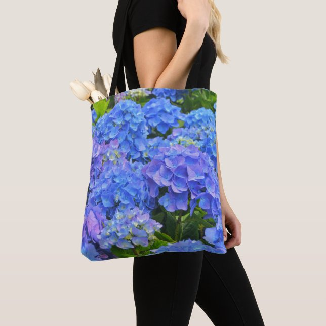 Beautiful Blue Hydrangea Flowers Garden Tote Bag (Close Up)