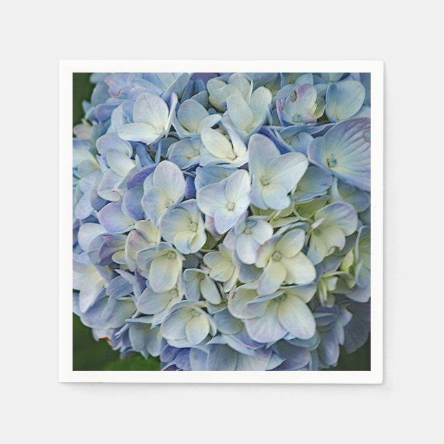 Beautiful Blue Hydrangea Flowers Photo Napkins (Front)