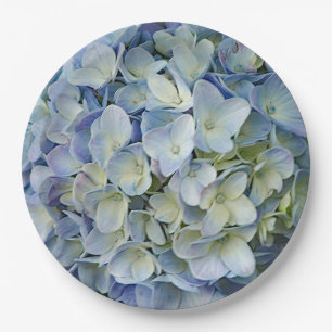 Beautiful Blue Hydrangea Flowers Photo Paper Plates