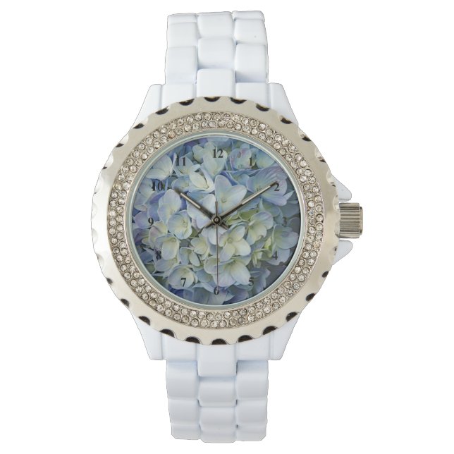 Beautiful Blue Hydrangea Flowers Photo Watch (Front)