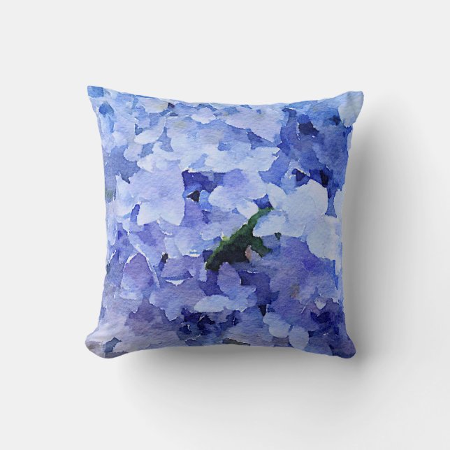 Beautiful blue hydrangea throw pillow. pillow (Front)
