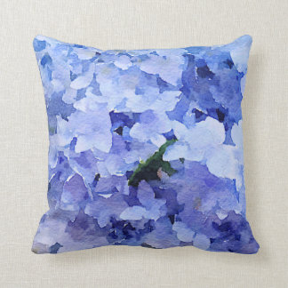 Beautiful blue hydrangea throw pillow. throw pillow