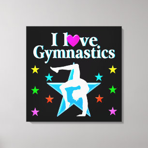 BEAUTIFUL BLUE I LOVE GYMNASTICS DESIGN CANVAS PRINT