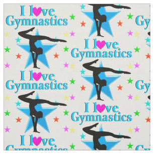 BEAUTIFUL BLUE I LOVE GYMNASTICS DESIGN FABRIC