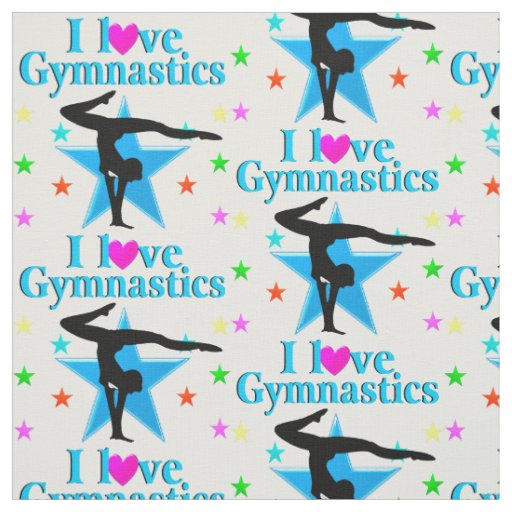 BEAUTIFUL BLUE I LOVE GYMNASTICS DESIGN FABRIC