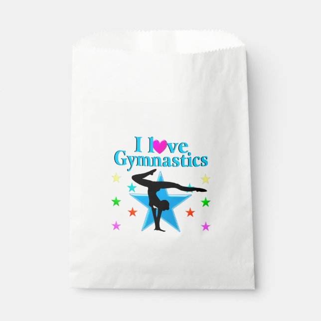 BEAUTIFUL BLUE I LOVE GYMNASTICS DESIGN FAVOR BAG (Front)
