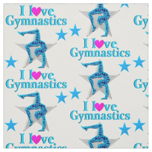 BEAUTIFUL BLUE I LOVE GYMNASTICS FABRIC