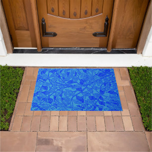 Beautiful blue indigo honeysuckle pattern doormat