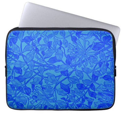 Beautiful blue indigo honeysuckle pattern laptop sleeve