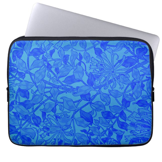 Beautiful blue indigo honeysuckle pattern laptop sleeve (Front)