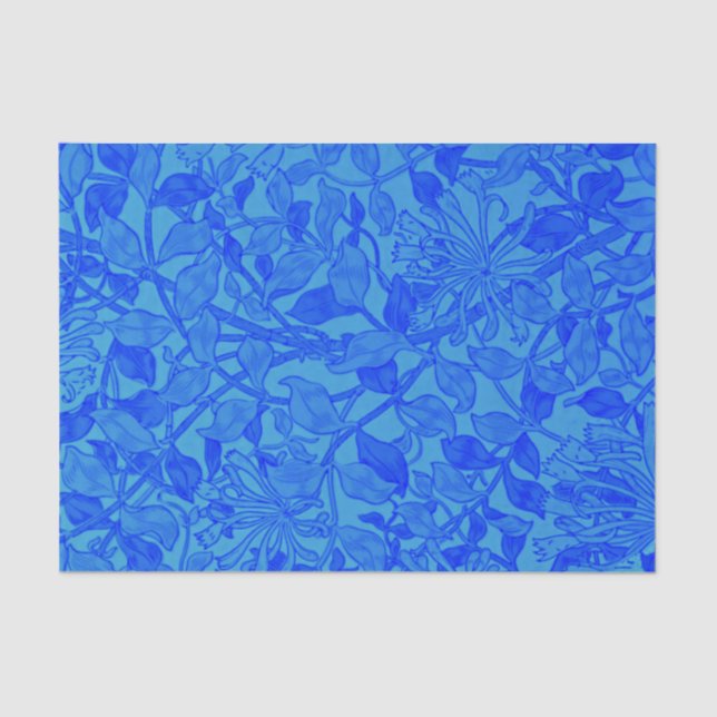 Beautiful blue indigo honeysuckle pattern tissue paper (Front)
