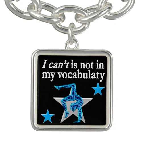 BEAUTIFUL BLUE INSPIRATIONAL GYMNASTICS DESIGN CHARM BRACELET